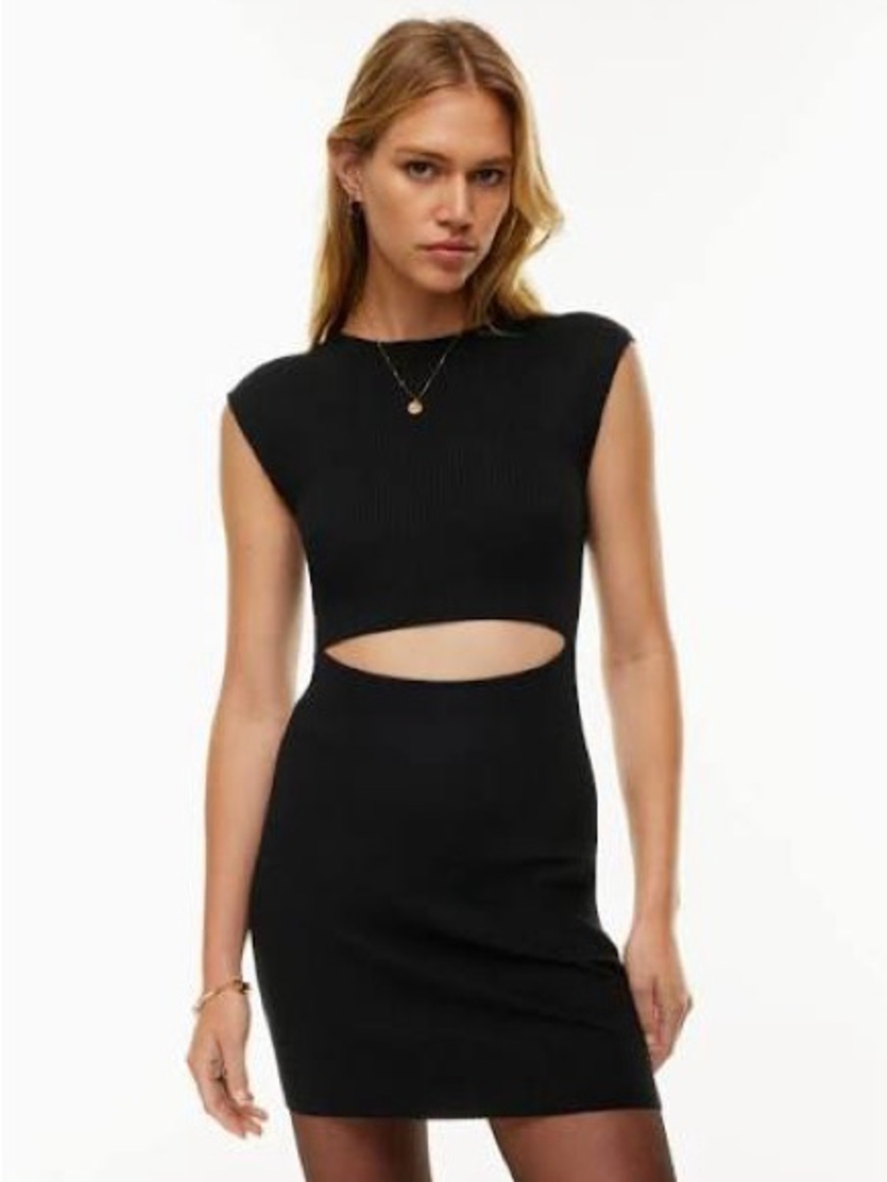 Wilfred Free Aritzia Black Crescent Cutout Mini Dress small